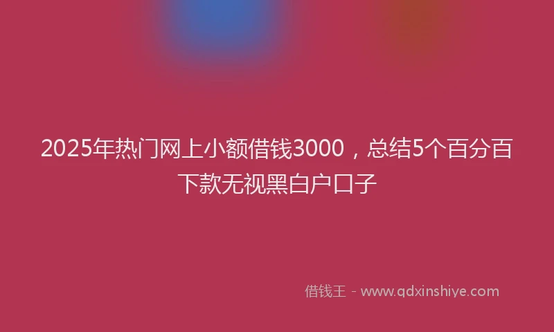 2025年热门网上小额借钱3000，总结5个百分百下款无视黑白户口子