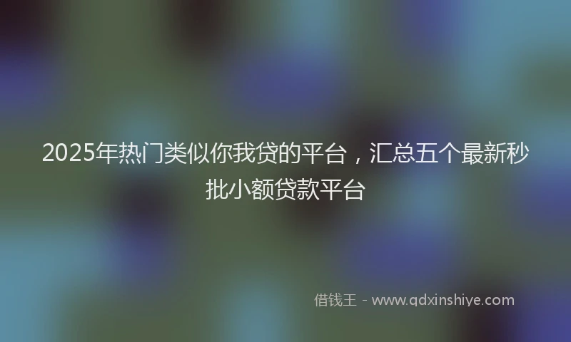 2025年热门类似你我贷的平台，汇总五个最新秒批小额贷款平台