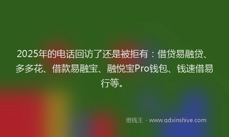 2025年的电话回访了还是被拒有：借贷易融贷、多多花、借款易融宝、融悦宝Pro钱包、钱速借易行等。