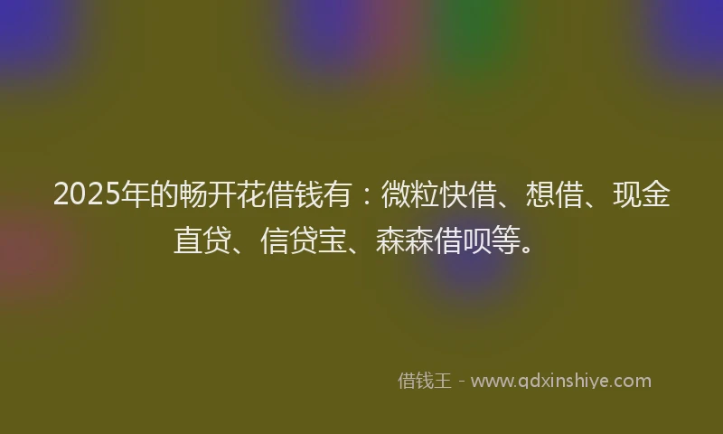 2025年的畅开花借钱有：微粒快借、想借、现金直贷、信贷宝、森森借呗等。