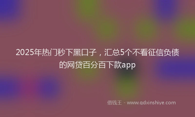 2025年热门秒下黑口子，汇总5个不看征信负债的网贷百分百下款app