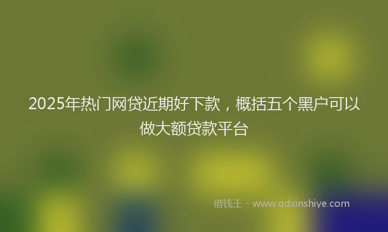 2025年热门网贷近期好下款,概括五个黑户可以做大额贷款平台