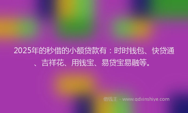 2025年的秒借的小额贷款有：时时钱包、快贷通、吉祥花、用钱宝、易贷宝易融等。