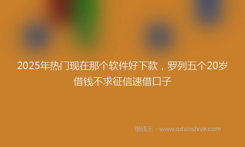 2025年热门现在那个软件好下款，罗列五个20岁借钱不求征信速借口子