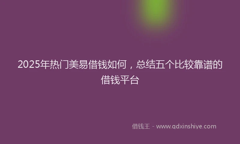 2025年热门美易借钱如何，总结五个比较靠谱的借钱平台