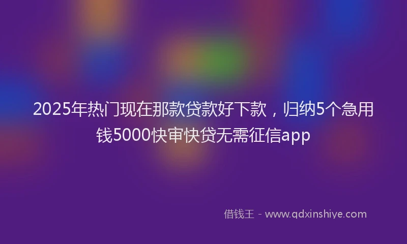 2025年热门现在那款贷款好下款,归纳5个急用钱5000快审快贷无需征信app