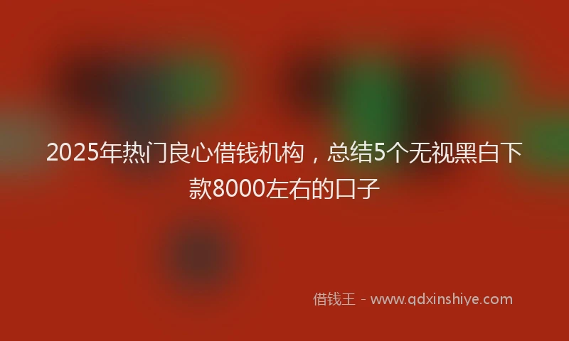 2025年热门良心借钱机构，总结5个无视黑白下款8000左右的口子