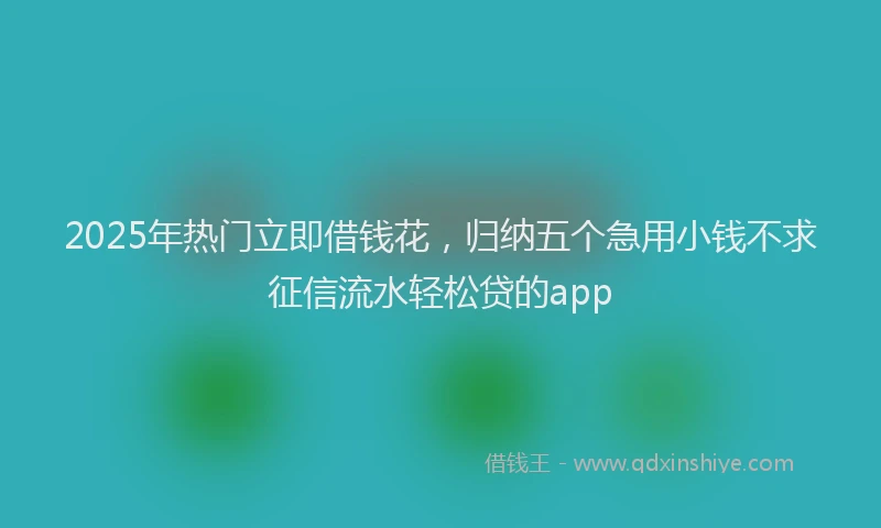 2025年热门立即借钱花,归纳五个急用小钱不求征信流水轻松贷的app