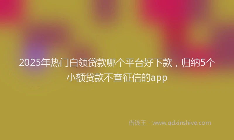 2025年热门白领贷款哪个平台好下款，归纳5个小额贷款不查征信的app