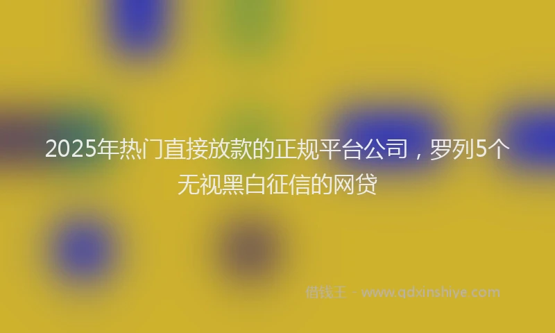 2025年热门直接放款的正规平台公司，罗列5个无视黑白征信的网贷