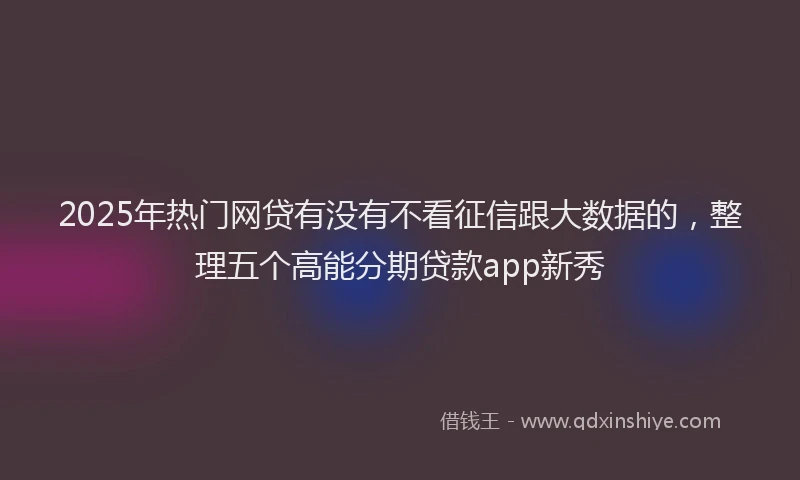 2025年热门网贷有没有不看征信跟大数据的，整理五个高能分期贷款app新秀