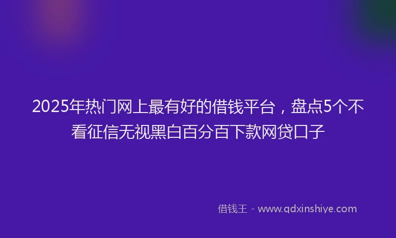 2025年热门网上最有好的借钱平台，盘点5个不看征信无视黑白百分百下款网贷口子
