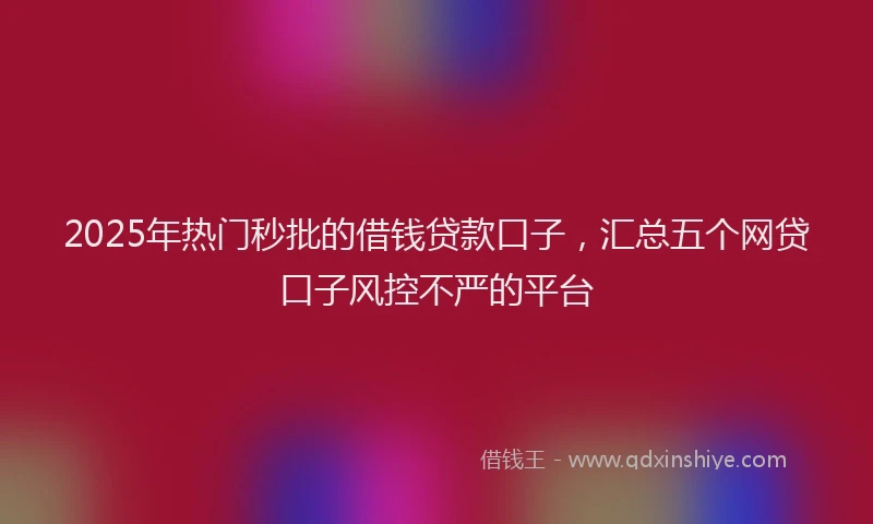 2025年热门秒批的借钱贷款口子，汇总五个网贷口子风控不严的平台