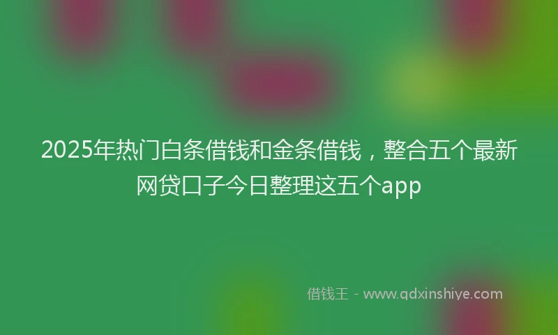 2025年热门白条借钱和金条借钱,整合五个最新网贷口子今日整理这五个app
