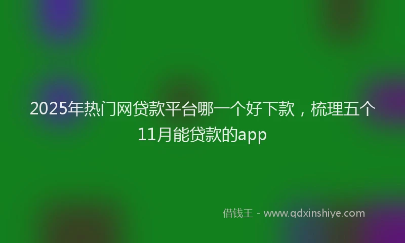 2025年热门网贷款平台哪一个好下款，梳理五个11月能贷款的app