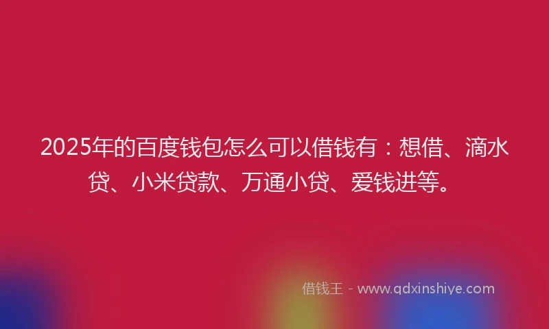 2025年的百度钱包怎么可以借钱有：想借、滴水贷、小米贷款、万通小贷、爱钱进等。