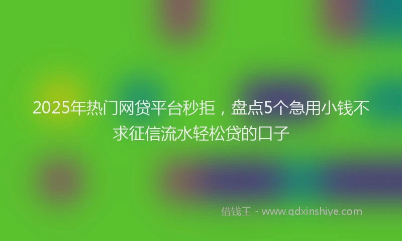 2025年热门网贷平台秒拒，盘点5个急用小钱不求征信流水轻松贷的口子