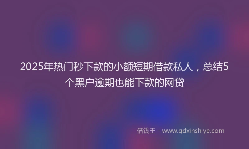 2025年热门秒下款的小额短期借款私人，总结5个黑户逾期也能下款的网贷