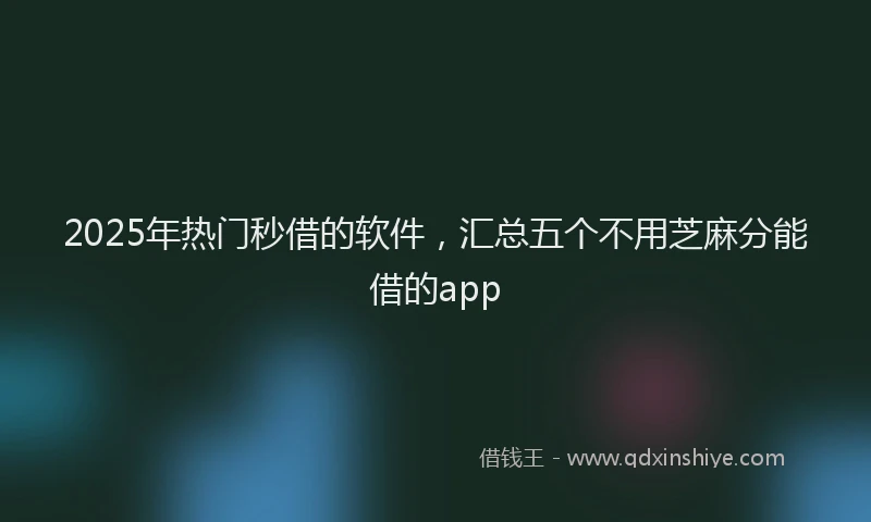 2025年热门秒借的软件，汇总五个不用芝麻分能借的app