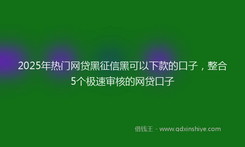 2025年热门网贷黑征信黑可以下款的口子，整合5个极速审核的网贷口子