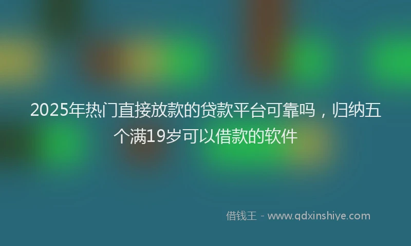 2025年热门直接放款的贷款平台可靠吗,归纳五个满19岁可以借款的软件
