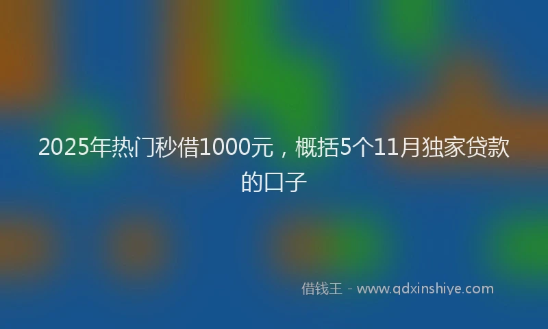 2025年热门秒借1000元，概括5个11月独家贷款的口子