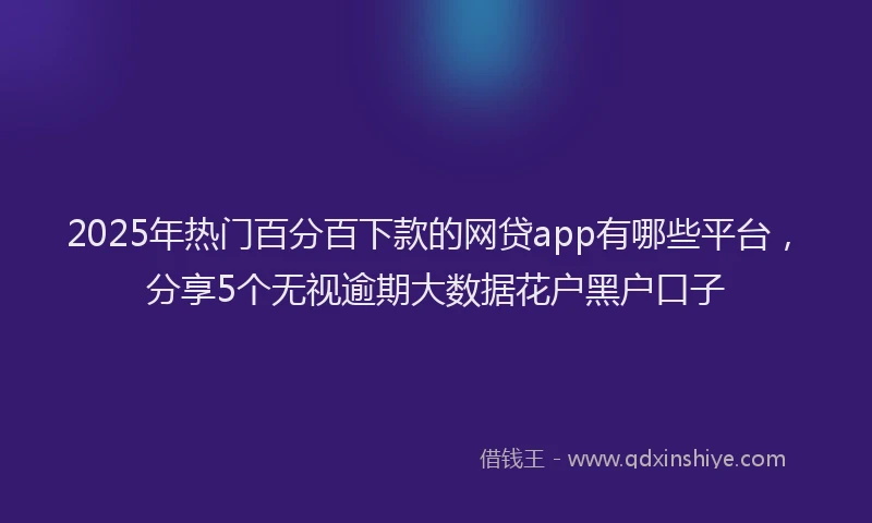 2025年热门百分百下款的网贷app有哪些平台，分享5个无视逾期大数据花户黑户口子