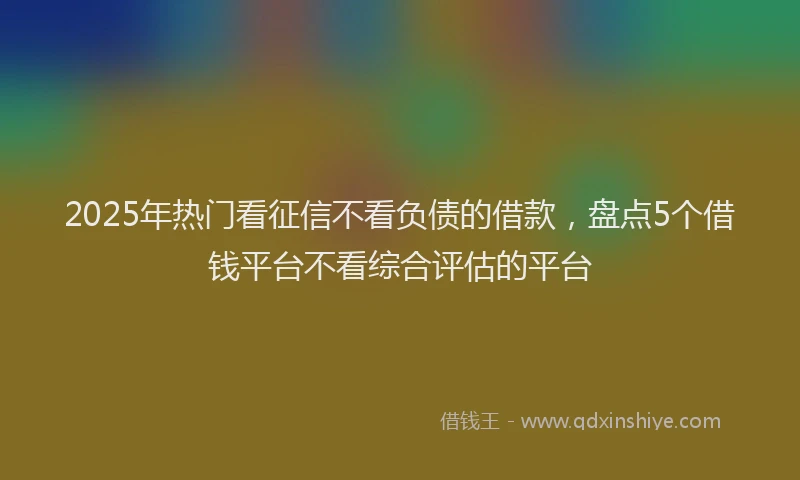 2025年热门看征信不看负债的借款，盘点5个借钱平台不看综合评估的平台