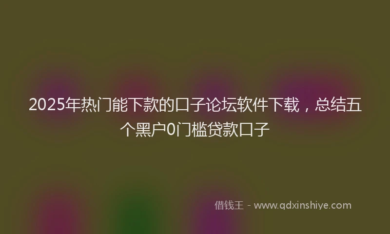 2025年热门能下款的口子论坛软件下载，总结五个黑户0门槛贷款口子