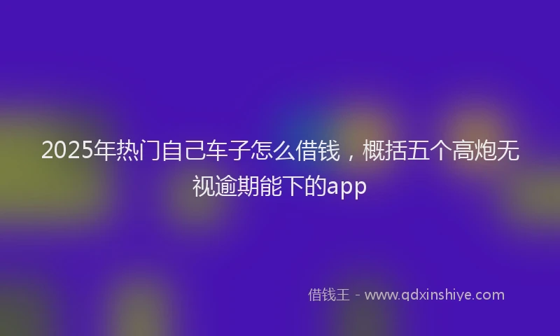 2025年热门自己车子怎么借钱，概括五个高炮无视逾期能下的app