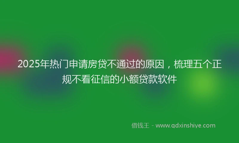 2025年热门申请房贷不通过的原因，梳理五个正规不看征信的小额贷款软件