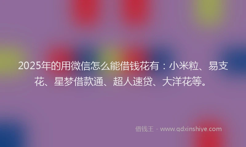 2025年的用微信怎么能借钱花有：小米粒、易支花、星梦借款通、超人速贷、大洋花等。