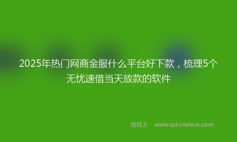 2025年热门网商金服什么平台好下款，梳理5个无忧速借当天放款的软件