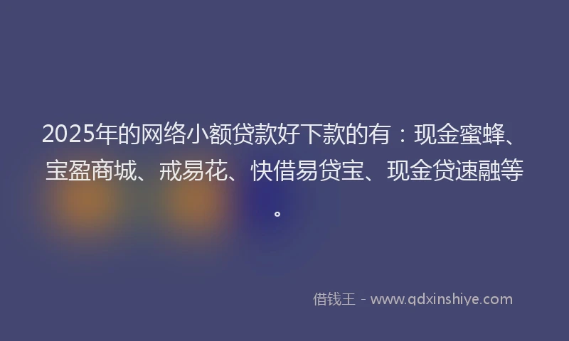 2025年的网络小额贷款好下款的有：现金蜜蜂、宝盈商城、戒易花、快借易贷宝、现金贷速融等。