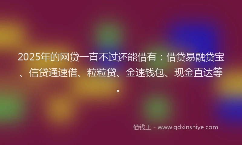 2025年的网贷一直不过还能借有：借贷易融贷宝、信贷通速借、粒粒贷、金速钱包、现金直达等。