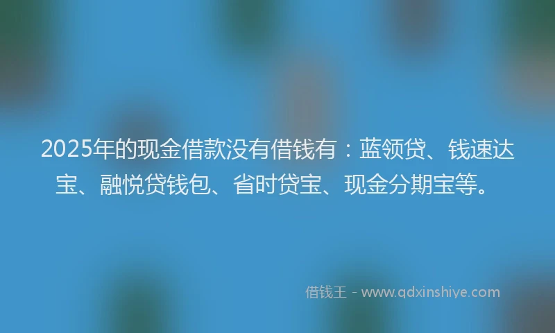 2025年的现金借款没有借钱有:蓝领贷、钱速达宝、融悦贷钱包、省时贷宝、现金分期宝等。