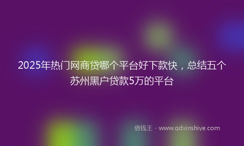 2025年热门网商贷哪个平台好下款快，总结五个苏州黑户贷款5万的平台