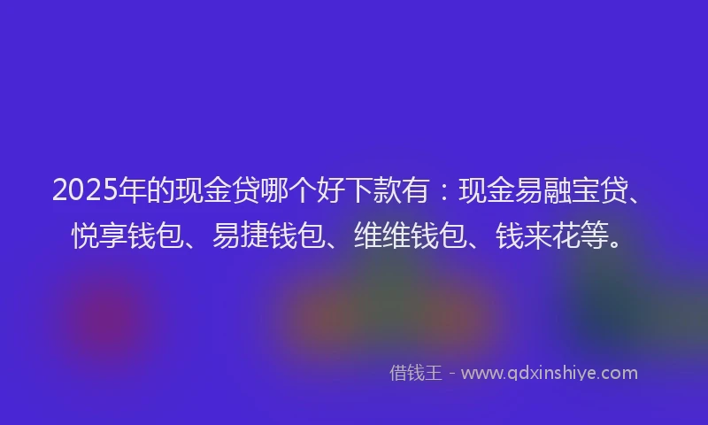 2025年的现金贷哪个好下款有：现金易融宝贷、悦享钱包、易捷钱包、维维钱包、钱来花等。