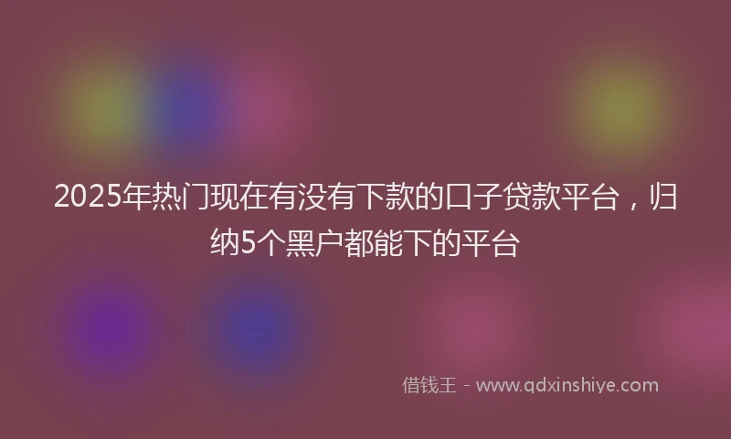 2025年热门现在有没有下款的口子贷款平台，归纳5个黑户都能下的平台