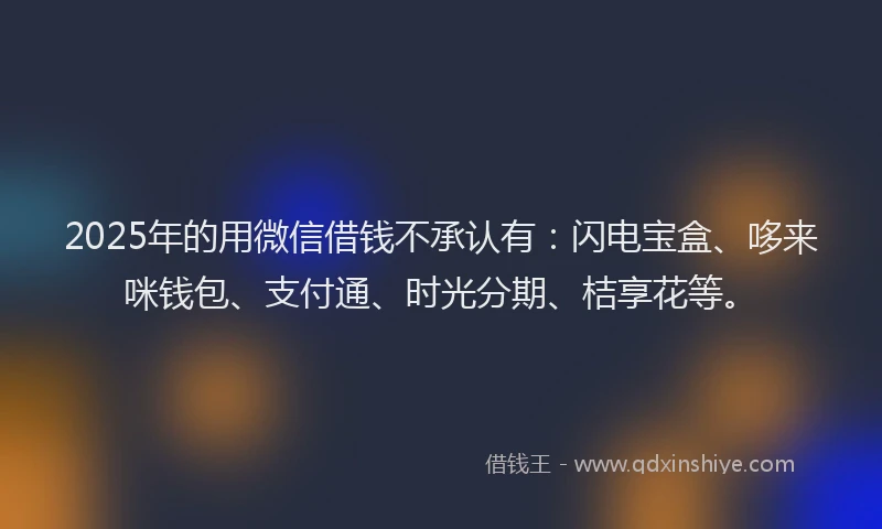 2025年的用微信借钱不承认有：闪电宝盒、哆来咪钱包、支付通、时光分期、桔享花等。