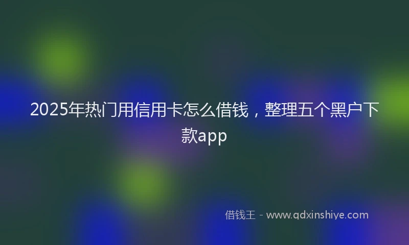 2025年热门用信用卡怎么借钱，整理五个黑户下款app