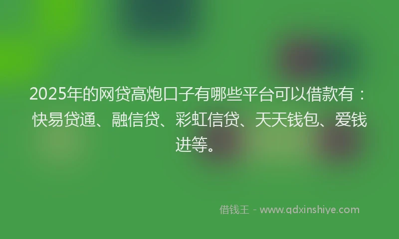 2025年的网贷高炮口子有哪些平台可以借款有：快易贷通、融信贷、彩虹信贷、天天钱包、爱钱进等。