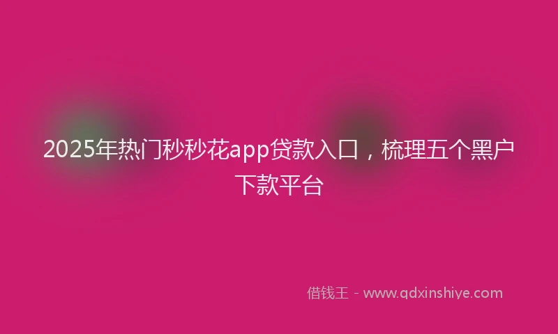 2025年热门秒秒花app贷款入口，梳理五个黑户下款平台
