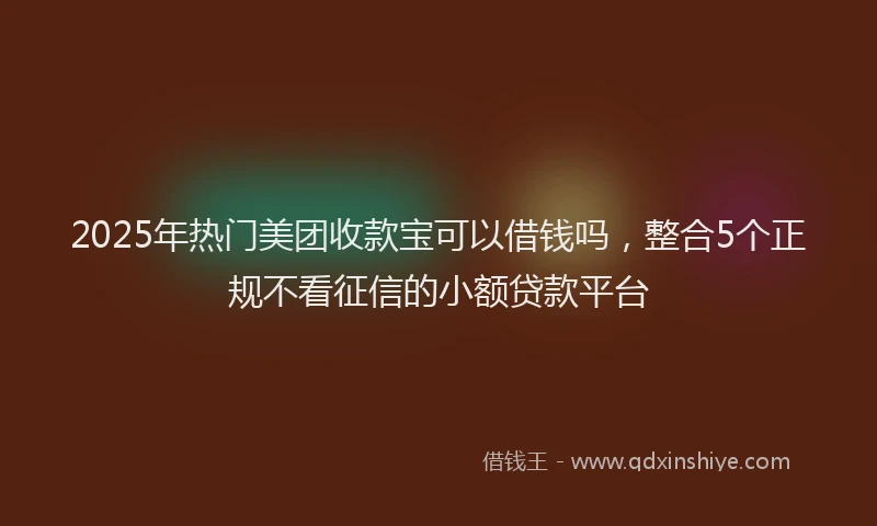 2025年热门美团收款宝可以借钱吗，整合5个正规不看征信的小额贷款平台
