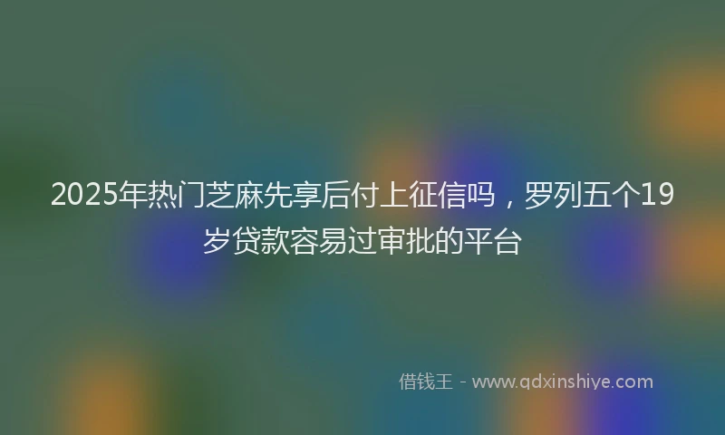 2025年热门芝麻先享后付上征信吗，罗列五个19岁贷款容易过审批的平台