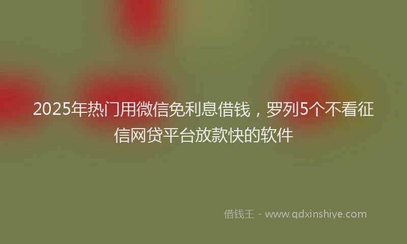 2025年热门用微信免利息借钱，罗列5个不看征信网贷平台放款快的软件