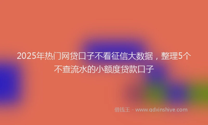 2025年热门网贷口子不看征信大数据，整理5个不查流水的小额度贷款口子