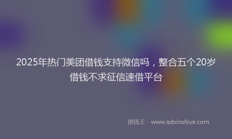 2025年热门美团借钱支持微信吗，整合五个20岁借钱不求征信速借平台
