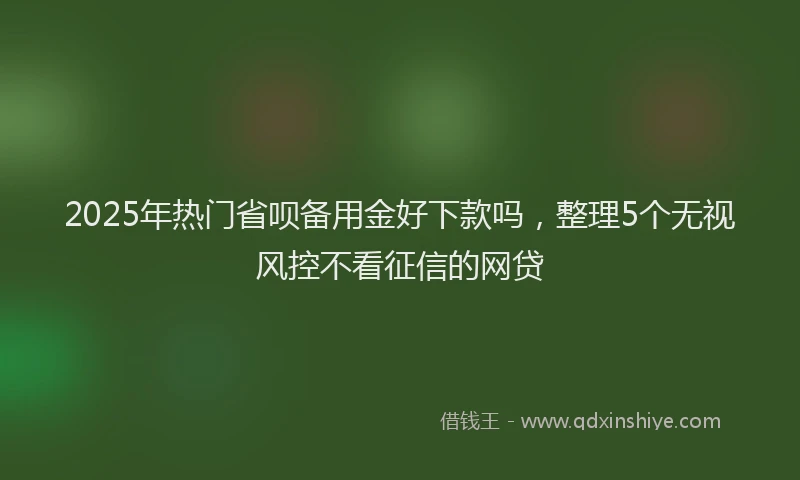 2025年热门省呗备用金好下款吗，整理5个无视风控不看征信的网贷