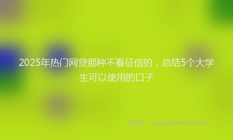 2025年热门网贷那种不看征信的，总结5个大学生可以使用的口子